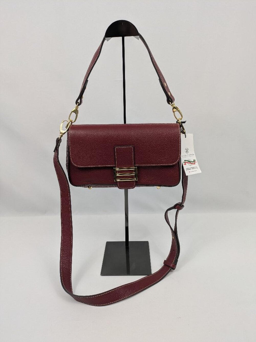 Divina Firenze genuine Italian leather Crossbody Flap Baguette